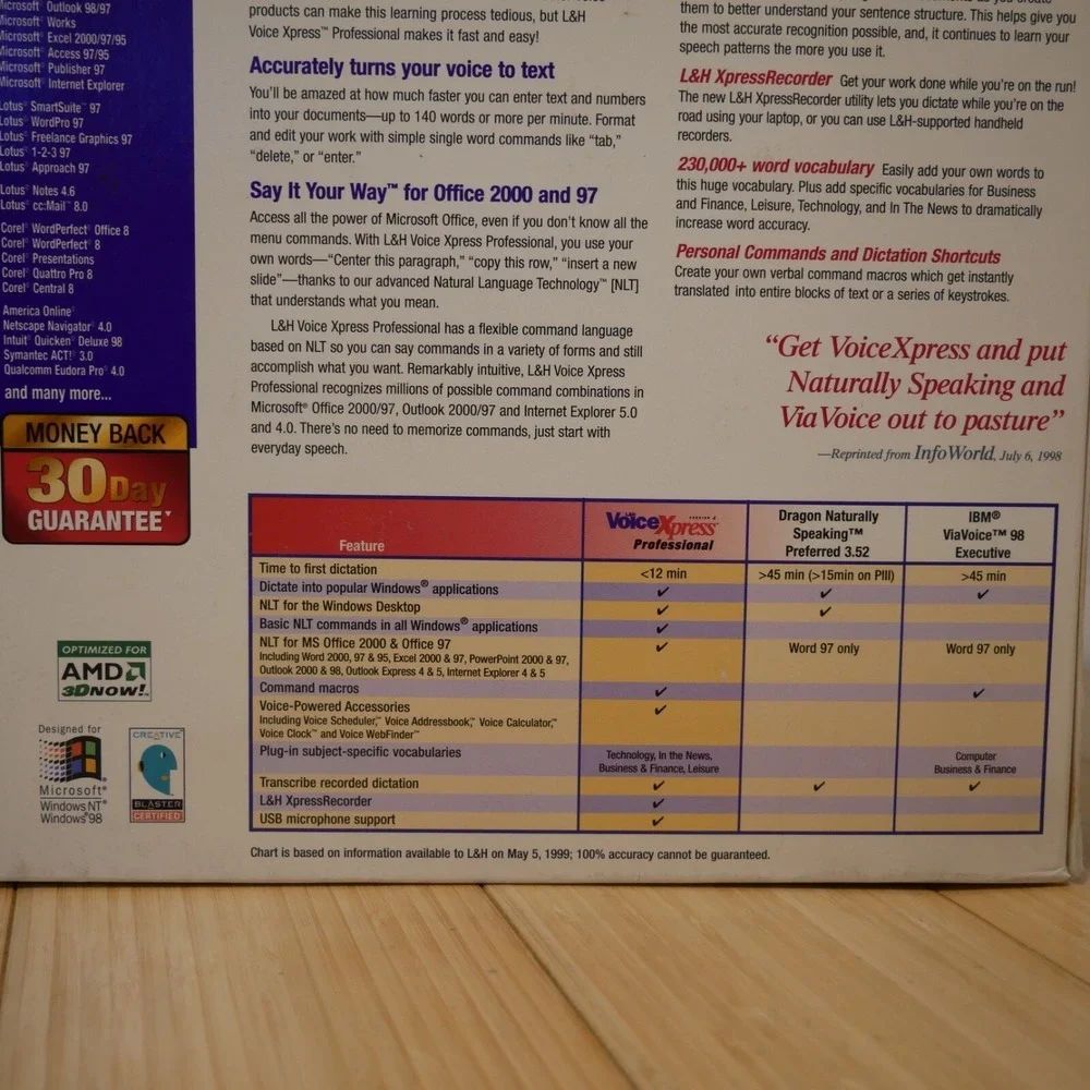 NOS VoiceXpress Professional Version 4 - Lernout + Hauspie‎ for Windows 1999 CD